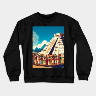 Mystical Echoes: Maya Art Revived in Vibrant Illustrations Crewneck Sweatshirt